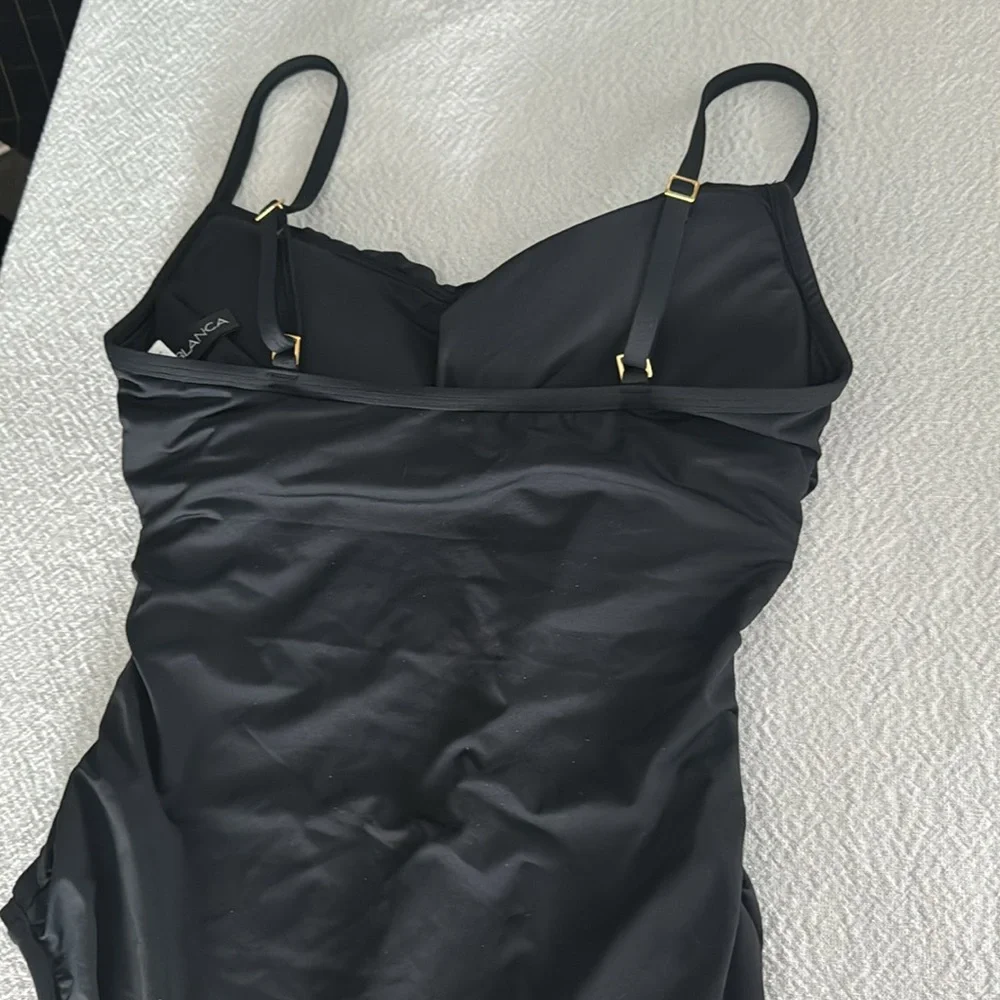 La Blanca Island Goddess Front Draped Tummy Control One Piece Swimsuit,SZ10,$125